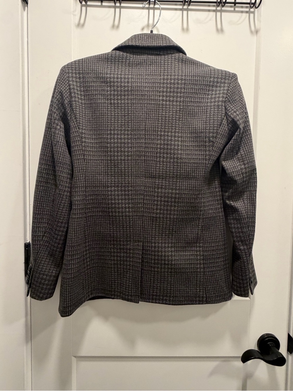 NWT Banana Republic Glen Plaid Double Breasted Blazer Gray Houndstooth Petite 2P - Picture 3 of 5